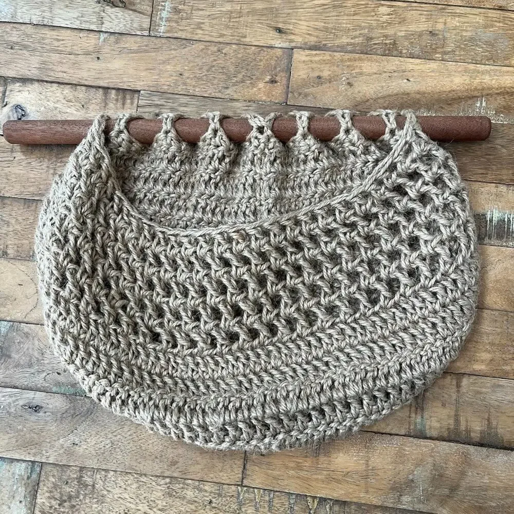 Crochet Wall Baskets (2) Natural Jute Wooden Rods Wall Pocket